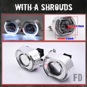 3.0 インチバイ LED ライト HELLA 3R G5 ヘッドライトプロジェクターレンズエンジェルアイズ LED レンズ 110 ワット 6000 18K - With A Shrouds