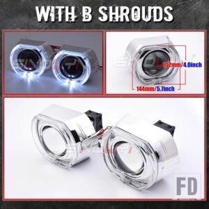 3.0 インチバイ LED ライト HELLA 3R G5 ヘッドライトプロジェクターレンズエンジェルアイズ LED レンズ 110 ワット 6000 18K - With B Shrouds