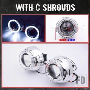 3.0 インチバイ LED ライト HELLA 3R G5 ヘッドライトプロジェクターレンズエンジェルアイズ LED レンズ 110 ワット 6000 18K - With C Shrouds