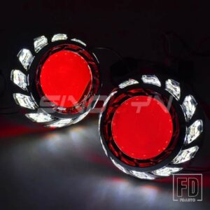 3インチバイキセノンプロジェクタースパイラルエンジェルアイ DRL HID - White-Red