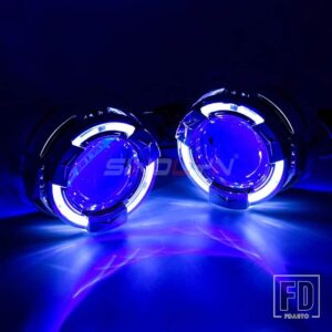 3.0 インチバイキセノンレンズ H7 H4 ヘッドライトエンジェルアイズ DRL プロジェクターライト H1 レンズランニングライトカーアクセサリー - With Blue Devil