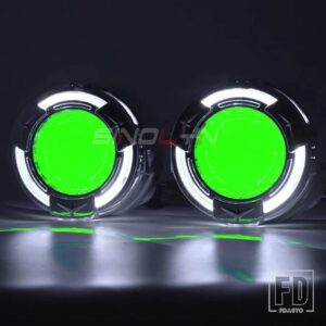 3.0 インチバイキセノンレンズ H7 H4 ヘッドライトエンジェルアイズ DRL プロジェクターライト H1 レンズランニングライトカーアクセサリー - With Green Devil