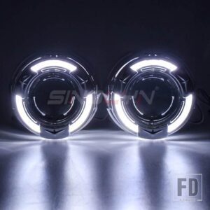 3.0 インチバイキセノンレンズ H7 H4 ヘッドライトエンジェルアイズ DRL プロジェクターライト H1 レンズランニングライトカーアクセサリー - Without Devil Eyes