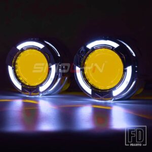 3.0 インチバイキセノンレンズ H7 H4 ヘッドライトエンジェルアイズ DRL プロジェクターライト H1 レンズランニングライトカーアクセサリー - With Yellow Devil