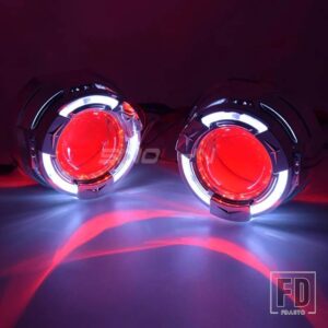 3.0 インチバイキセノンレンズ H7 H4 ヘッドライトエンジェルアイズ DRL プロジェクターライト H1 レンズランニングライトカーアクセサリー - With Red Devil