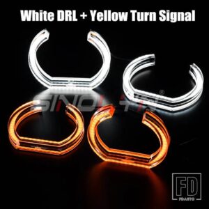 BMW LED エンジェルアイキット F01 F02 F03 F04 730D 740D 740I 750I 760I DTM DRL ウインカークリスタルハローヘッドライトカーアクセサリー - White Yellow