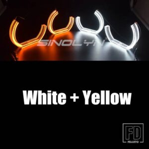BMW LED エンジェルアイ X6 E71 E72 X6M 2008-2014 キセノンヘッドライト DTM M4 スタイル DRL ハローウィンカーライトカーアクセサリー - White Yellow