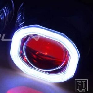 スクエアエンジェルアイズ 2.5インチバイキセノン 8.0 レンズ H7 H4 ヘッドライトプロジェクターレンズ H1 ライトカーアクセサリーチューニング - White-Red