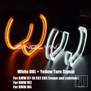 BMW LED エンジェルアイ E92 E90 E60 F30 F31 E82 F10 F13 ライトアクセサリーチューニングウインカーハロー 3D DTM LCI スタイルアクリル - White Yellow 2