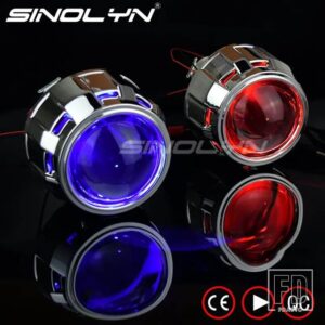 ヘッドライトレンズデビルアイバイキセノンプロジェクターレンズ 2.5 H4 H7 ミニライトアクセサリーレトロフィット H1 HID 電球 - Red