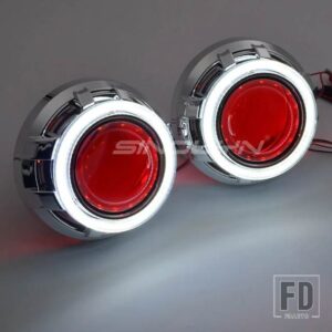 3インチバイキセノンプロジェクターレンズ H7 H4 ヘッドライト LED エンジェルアイズ DRL オートライト H1 HID スーパーレンズカーアクセサリー - With Red Devil