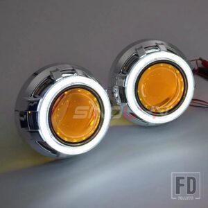 3インチバイキセノンプロジェクターレンズ H7 H4 ヘッドライト LED エンジェルアイズ DRL オートライト H1 HID スーパーレンズカーアクセサリー - With Yellow Devil
