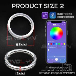 シーケンシャルフロー RGB エンジェルアイ LED ランニングライトカラフルなストリーマーアプリダイナミック DRL BLUETOOTH 互換車ライトアクセ - 85mm x 2pcs