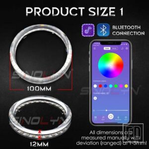 シーケンシャルフロー RGB エンジェルアイ LED ランニングライトカラフルなストリーマーアプリダイナミック DRL BLUETOOTH 互換車ライトアクセ - 100mm x 2pcs