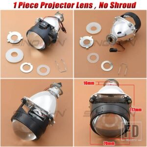 バイキセノンプロジェクターレンズヘッドライト H7 H4 2.5インチミニライト H1 HID 車ランプ 1ピース カーアクセサリーチューニング - 1 PC no shroud