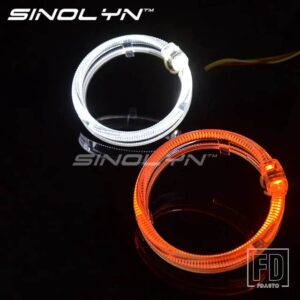 LED 光ファイバーエンジェルアイズ 80 mm 98mm HID ビキセノンプロジェクターレンズ 2.5/3.0 ホワイトブルーイエローウィンカーライトアクセサ - 80mm White