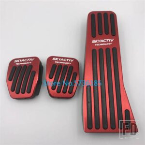 マツダ カーアクセサリーペダルパッド 3 アクセラ BP CX-30 CX30 2019 2021 アクセルフットレスト装飾金属リペアカバー - MT 3pcs RED