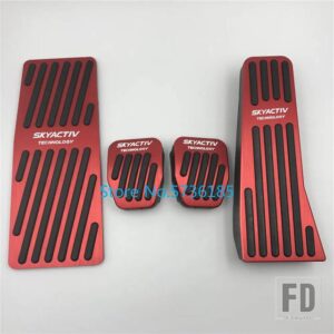 マツダ カーアクセサリーペダルパッド 3 アクセラ BP CX-30 CX30 2019 2021 アクセルフットレスト装飾金属リペアカバー - MT 4pcs RED