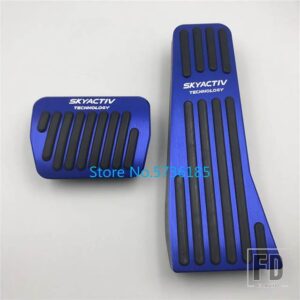 マツダ カーアクセサリーペダルパッド 3 アクセラ BP CX-30 CX30 2019 2021 アクセルフットレスト装飾金属リペアカバー - AT 2pcs BLUE