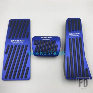 マツダ カーアクセサリーペダルパッド 3 アクセラ BP CX-30 CX30 2019 2021 アクセルフットレスト装飾金属リペアカバー - AT 3pcs BLUE