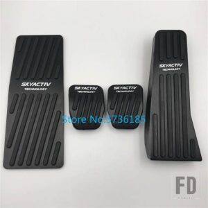 マツダ カーアクセサリーペダルパッド 3 アクセラ BP CX-30 CX30 2019 2021 アクセルフットレスト装飾金属リペアカバー - MT 4pcs BLACK