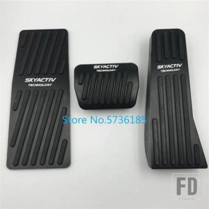 マツダ カーアクセサリーペダルパッド 3 アクセラ BP CX-30 CX30 2019 2021 アクセルフットレスト装飾金属リペアカバー - AT 3pcs BLACK