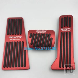 マツダ ペダルキット 2 3 6 アテンザアクセラ BL BM GH GJ CX5 CX3 CX7 CX9 アクセルリペアフットレストパッド装飾アクセサリー - LHD AT 3pcs Red