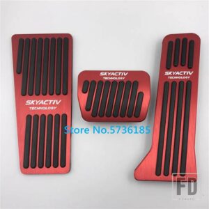 マツダ ペダルキット 2 3 6 アテンザアクセラ BL BM GH GJ CX5 CX3 CX7 CX9 アクセルリペアフットレストパッド装飾アクセサリー - RHD AT 3pcs Red