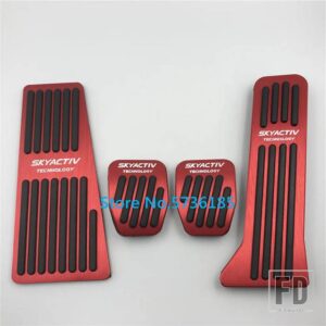 マツダ ペダルキット 2 3 6 アテンザアクセラ BL BM GH GJ CX5 CX3 CX7 CX9 アクセルリペアフットレストパッド装飾アクセサリー - LHD MT 4pcs Red