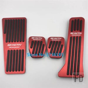 マツダ ペダルキット 2 3 6 アテンザアクセラ BL BM GH GJ CX5 CX3 CX7 CX9 アクセルリペアフットレストパッド装飾アクセサリー - RHD MT 4pcs Red