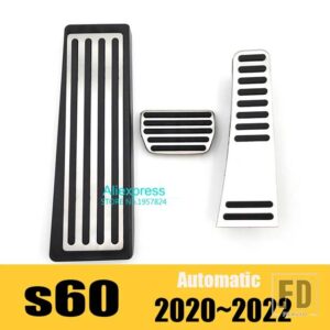 ボルボ ステンレス車ペダルキットカバー XC60 XC90 S90 S60 V60 V90 飾るインテリアアクセサリー再装着部品パッド - 3pcs(s60)