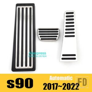 ボルボ ステンレス車ペダルキットカバー XC60 XC90 S90 S60 V60 V90 飾るインテリアアクセサリー再装着部品パッド - 3pcs(s90)