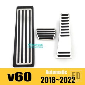 ボルボ ステンレス車ペダルキットカバー XC60 XC90 S90 S60 V60 V90 飾るインテリアアクセサリー再装着部品パッド - 3pcs(v60)