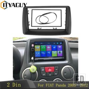2 DIN ラジオフェイシアフィアットパンダ 2003-2012 ダブル DIN フレームステレオパネルダッシュマウント取り付けトリムキットフレームプレート - 178x102mm