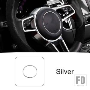 ポルシェ ステアリングホイールフレーム装飾カバートリムマカンカイエンパナメーラ自動車インテリアアクセサリー - Silver