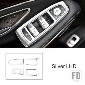 メルセデスベンツ ステンレス窓ガラス昇降ボタンフレーム装飾カバートリム Sクラス W222 2014-2020 LHD スタイリング - Silver