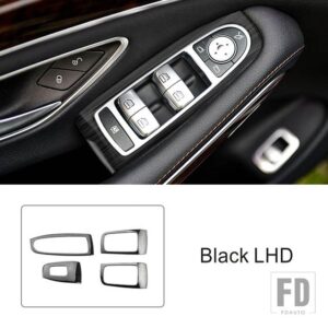 メルセデスベンツ ステンレス窓ガラス昇降ボタンフレーム装飾カバートリム Sクラス W222 2014-2020 LHD スタイリング - Black