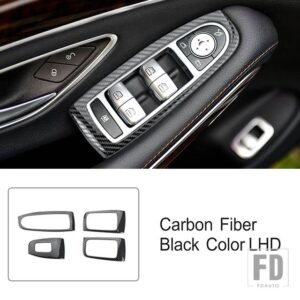 メルセデスベンツ ステンレス窓ガラス昇降ボタンフレーム装飾カバートリム Sクラス W222 2014-2020 LHD スタイリング - Carbon Fiber Color