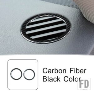 アウディ ステンレスダッシュボード空調アウトレットリング装飾カバートリム Q7 2008-2015 インテリア - Carbon Fiber Color