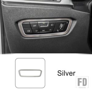 BMW ステンレスヘッドライトスイッチフレーム装飾カバートリム 3シリーズ G20 G28 2020-2022 インテリアアクセサリー - Silver