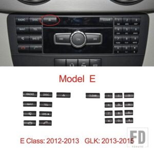 メルセデスベンツ コンソール CD パネルボタン装飾トリムカバーステッカー黒 E Cクラス W212 W204 CLS GLK X204 - Model E