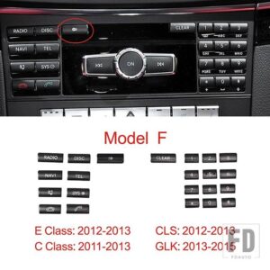 メルセデスベンツ コンソール CD パネルボタン装飾トリムカバーステッカー黒 E Cクラス W212 W204 CLS GLK X204 - Model F