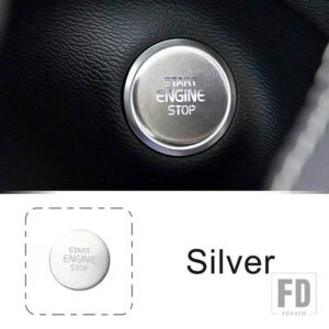 ボルボ ワンキースタートエンジン点火ボタンカバーステッカー XC40 2019-2021 合金インテリアアクセサリー - Silver