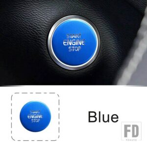 ボルボ ワンキースタートエンジン点火ボタンカバーステッカー XC40 2019-2021 合金インテリアアクセサリー - Blue
