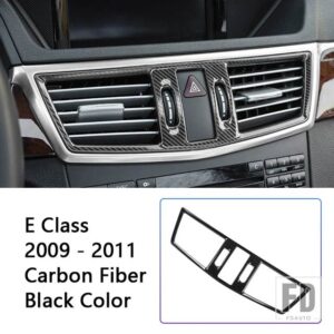 メルセデスベンツ ステンレスセンターコンソールエアコンベントフレーム装飾カバートリム Eクラス W212 2009-2011 - Carbon Fiber Color