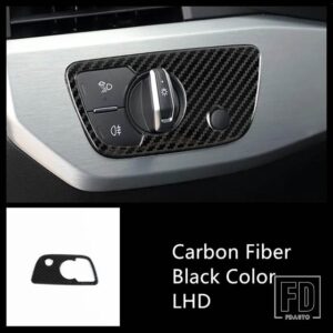 アウディ ステンレスヘッドライトスイッチフレーム装飾カバートリム A4 B9 2017-2019 LHD インテリアアクセサリー - Carbon Fiber Color