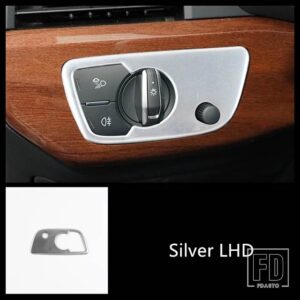 アウディ ステンレスヘッドライトスイッチフレーム装飾カバートリム A4 B9 2017-2019 LHD インテリアアクセサリー - Silver
