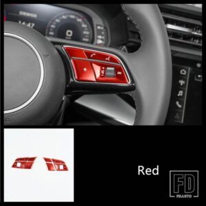 アウディ 合金ステアリングホイールボタンスパンコール装飾カバートリム A4 A5 S4 S5 S3 2020-2021 インテリア - Red