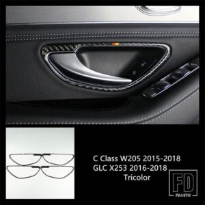 メルセデスベンツ カーボンフロントドアパネル装飾カバートリム 2個 Cクラス W205 GLC X253 2015-2018 カーアクセサリー - doorknob