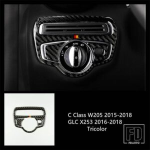 メルセデスベンツ カーボンフロントドアパネル装飾カバートリム 2個 Cクラス W205 GLC X253 2015-2018 カーアクセサリー - head lamp